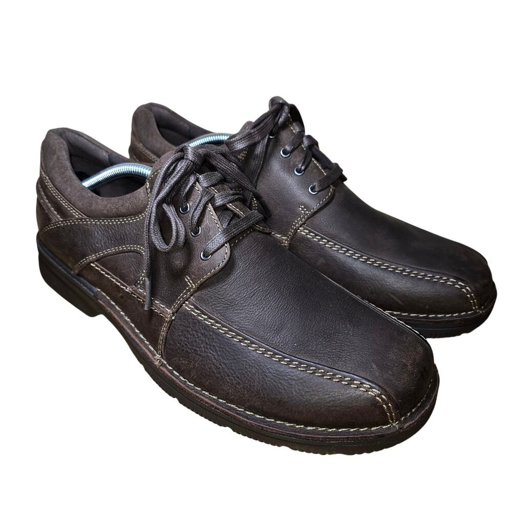 Clarks 26066250 Men's Brown Leather Lace Up Apron Toe Casual Shoes Size 11.5